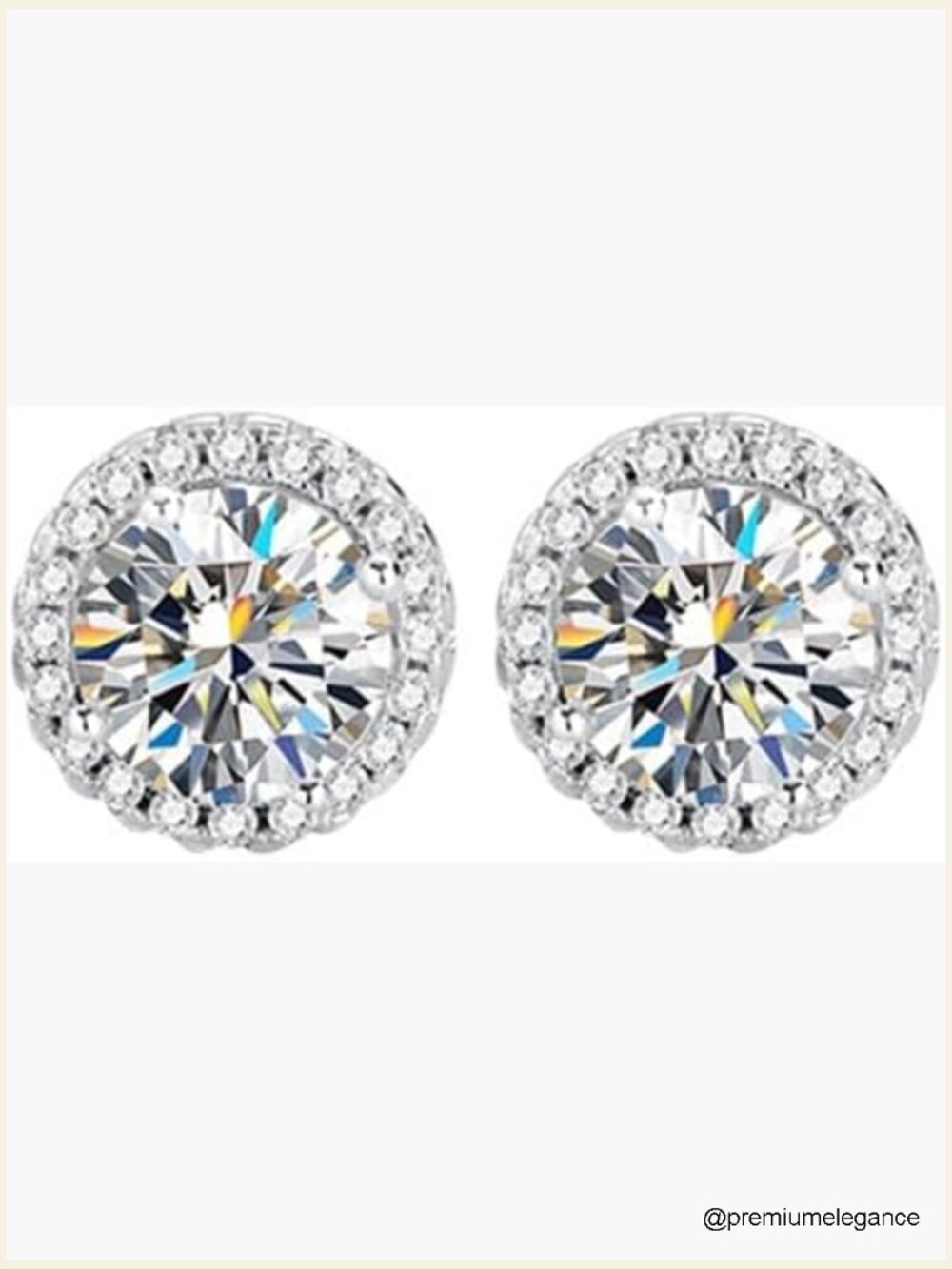 14K Gold Diamond Stud Earrings VVS1 D-Color Round Brilliant Push Back Closure